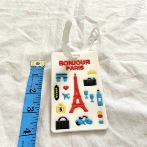 Bonjour paris french eiffel tower luggage tag